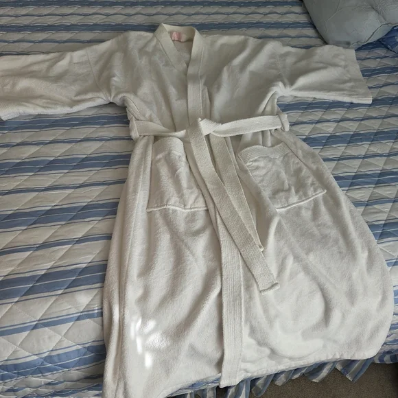 Just For Women White Cotton Terry Spa Robe - 1X/2X - Picture 2 of 13